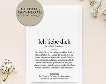 Definition I love you Duden | Digital print file | Gift Valentine's Day Birthday Christmas Wedding anniversary Partner Wife Husband