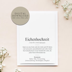Definition Eichenhochzeit Dudenstil | Digitale Druckdatei | Geschenk Hochzeit Hochzeitstag Jubiläum verheiratet Ehe Ehepaar