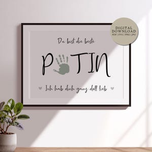 Beste Patin Ich hab dich lieb | Digitale Druckdatei | Personalisiert Handabdruck Fußabdruck Geschenk Geburt Taufe Frage Patin sein Baby