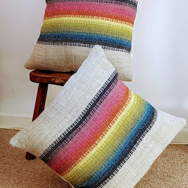 Handwoven Pure British Wool Northern Lights cushion/pillow cover.