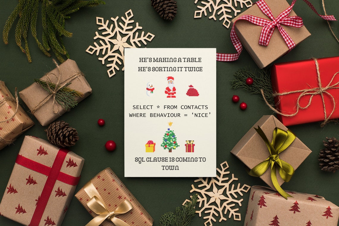 Personalized SQL Christmas Card | Data Analyst Tech Holiday - Etsy