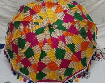 Wholesale Lots Beautiful Sun Flower Pattern Umbrella Indian For Wedding Decor ,Handmade Wedding Small Umbrella, Decorative Item Umbrella