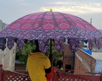 New Big Size Large Umbrella Fine Handmade Embroidery Garden Umbrella, Multi Colored Indian Theme Wedding Sangeet Decorative Garden Parasols