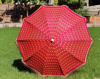 Premium Unique Design Color Umbrella Hand Block Print Design Umbrella Handmade Beautiful Garden Umbrella, Party Parasol, Beach Umbrella