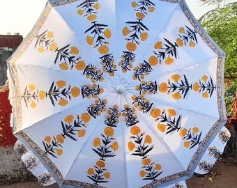 New Indian Handmade Umbrella Block Printed Patio For Wedding Umbrella Luxury Events Decorations Umbrella For Garden New Design Patio