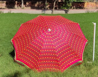 New Unique Multi Luxury Garden Decor Umbrella, Elephant Art Embroidery Patio Umbrella, Handmade Decorative Garden UV Protection Umbrella