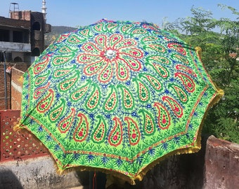 Premium Unique Design Color Umbrella Hand Block Print Design Umbrella Handmade Beautiful Garden Umbrella, Party Parasol, Beach Umbrella