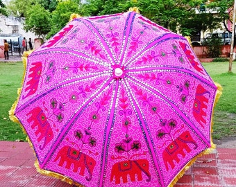 Pink Beautyfull Umbrella Hand Block Print Design, Patio For Wedding, Beach, Luxury Events, Pink Unique umbrella, Luxury Decor Patio Umbrella