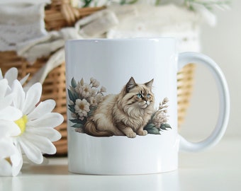 Mug pour amoureux des chats de Birmanie - Cadeau parfait pour les amoureux des chats - Belle impression aquarelle - Mug 11 oz - Mug à café