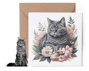 Personalised birthday card for cat lover - Happy Birthday Card for Cat Lover - BSH Cat - Mad Cat Lady - British Short Hair - Luxury birthday
