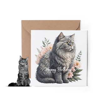 Carte de joyeux anniversaire pour amoureux des chats - Carte d'anniversaire personnalisée pour amoureux des chats - Chat persan - Mad Cat Lady - Carte souvenir - Anniversaire de luxe