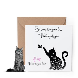 Personalisierte Trauerkarte für den Verlust der Katze - Haustier Verlust - Sympathie - Katze- Trauerfall - Es tut mir leid für Ihren Verlust - ich denke an Sie