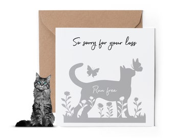 Sympathy Card for Loss of Cat - Pet Loss - Sympathy - Cat- Bereavement - So Sorry For Your Loss - Run Free - Keepsake Sympathy Card