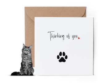 Sympathy Card for Loss of Cat - Pet Loss - Sympathy - Cat- Bereavement - Thinking of You - Keepsake Sympathy Card