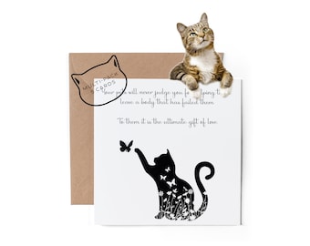 Pack of 5 Cards - Pet Loss - Sympathy - Cat- Bereavement -  Keepsake Sympathy Card