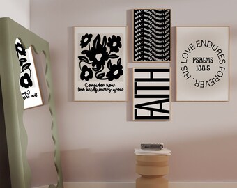 Paquete MODERNO BASADO EN LA FE 4 Imprimibles, Impresiones de moda, Descargas digitales modernas, Decoración cristiana, Impresiones basadas en la fe, Arte cristiano, Fe