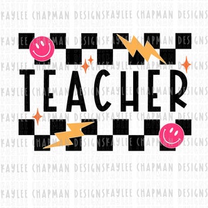 Teacher Checkered Smiley PNG, JPEG, PDF file, Digital Download, Digital Design, Instant Download