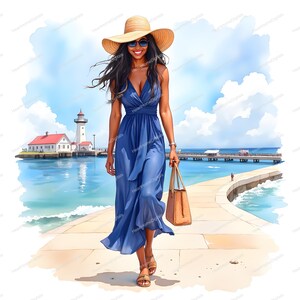 Clipart côtier rouge, blanc et bleu | Art de plage du 4 juillet, décoration nautique, style Cape Cod | JPG haute résolution | 28 images SSV