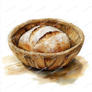 24 imágenes prediseñadas de masa madre para delicias caseras / Acuarela / Panadería / Tareas del hogar / Diarios basura / JPG de alta calidad / Pegatinas imprimibles