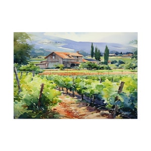 Napa Valley Painting California Wall Art  Watercolor Vineyard Art Landscape Painting Farmhouse Wall Decor