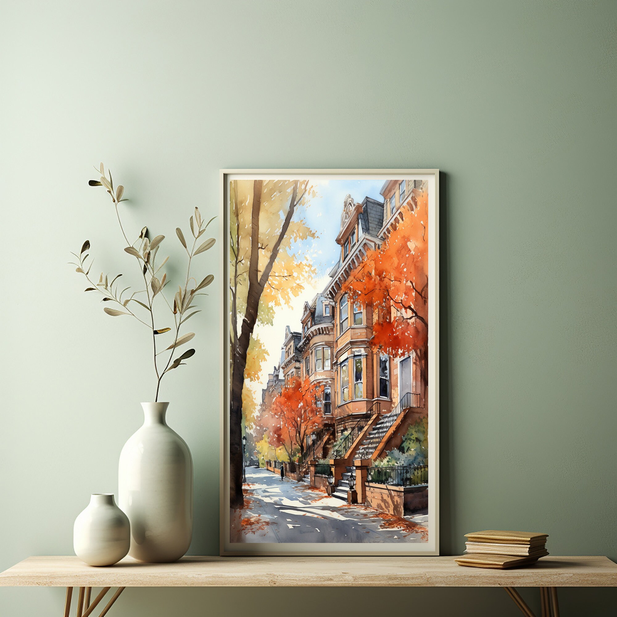 Park Slope Print Brooklyn Wall Art NYC Watercolor New York Cityscape
