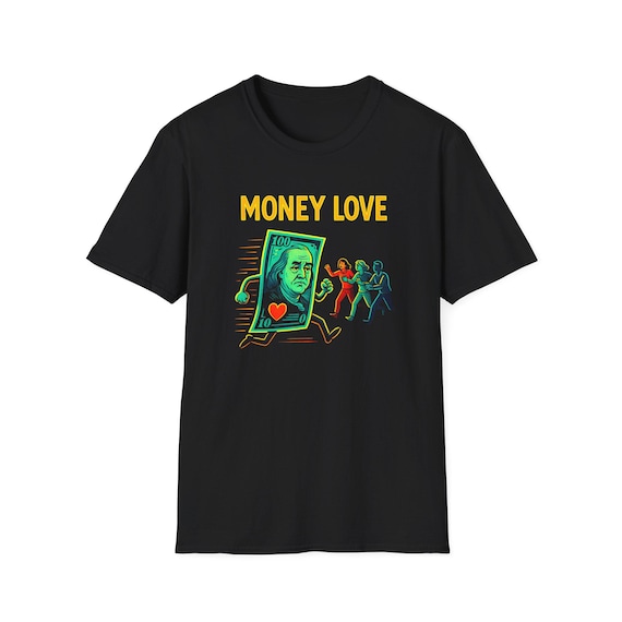 Money Love T-shirt | Running Dollar Bill Graphic, Neon Retro