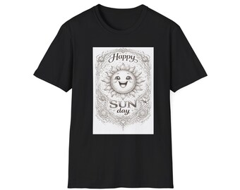 Happy Sun Day T-Shirt | Retro Sun Illustration, Vintage Floral Frame