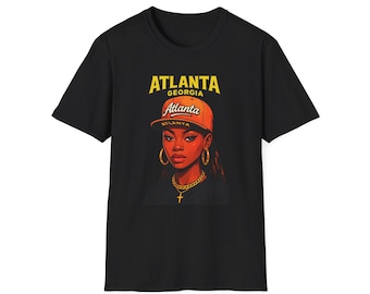 Maglietta con illustrazione di una ragazza di Atlanta, Georgia / Maglietta grafica con città retrò