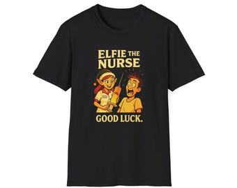-shirt illustration d'Elfie l'infirmière | infirmière dessinée, seringue, t-shirt médical humoristique