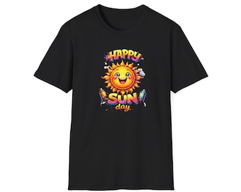 Happy Sun Day T-Shirt | Smiling Sun Graphic, Bright Retro Beach Vibe