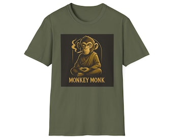 Camiseta unisex de Monje Mono / Divertida camiseta gráfica para amantes del yoga, ropa informal, regalo para amigos, camiseta de meditación, estilo único