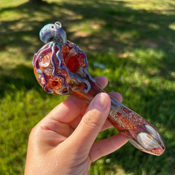 Smoking Handcrafted Spoon Glass Pipe (Ariel's Allure with Octopus)