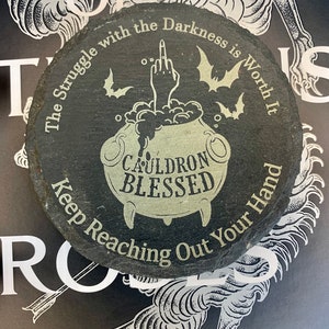 ACOTAR slate coaster cauldron blessed Nesta bat boys cassian keep reaching out your hand a court of thorns and roses novelty gift book lover image 1