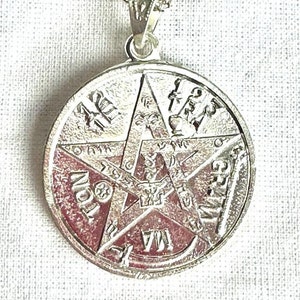 Pentagram Amulet Pendant Talisman 970 Silver/Plata-7 Metal Pentagrama Esoterico(Tetragrammaton) four different sizes