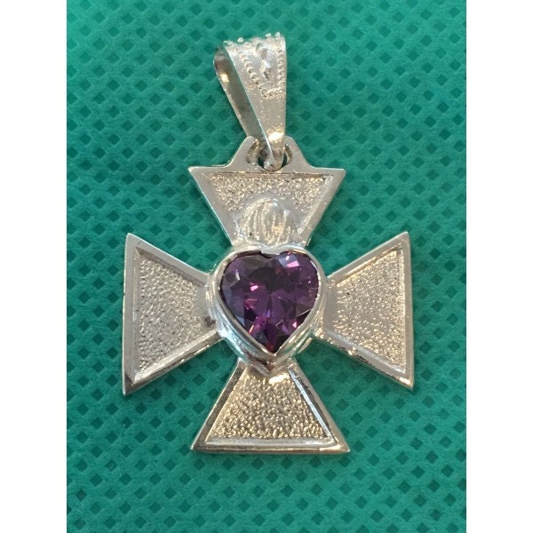 Maltese Cross Heart Amethyst 970 silver