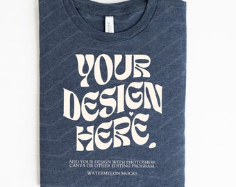 Bella Canvas 3001 Mockup Heather Navy Mockup Heather Navy 3001 Flat Lay Mockup Folded Tshirt Mockup Comfort Colors Mockup Flatlay Mock