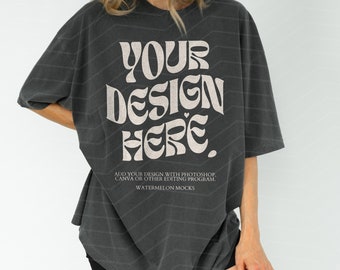 Mockup di Comfort Colors, Pepper Mockup C1717, Pepper Mockup, T-shirt oversize, Pepper C1717, T-shirt Mockup