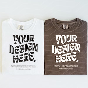 Couple Mockup Comfort Colors 1717 Mockup White Espresso Mockup Comfort Colors Tshirt C1717 Folded Shirt Mock up Flat lay Friends Mockup