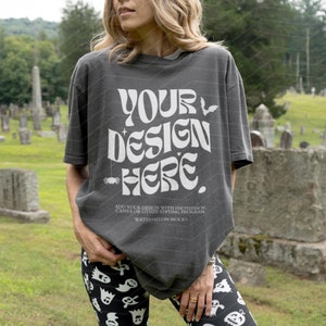 Comfort Colors 1717 Tshirt Mockup Woman Model Mockup Pepper Shirt Mock Fall Mockup Halloween Mockup Pepper Mockup 1717 Spooky