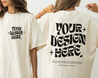 Gildan 5000 Front Back Natural Mockup Gildan 64000 Natural Back Mockup Ivory C1717 Mockup Oversized Mockup Soft Cream Bella Canvas 3001 Mock