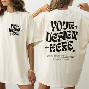 Gildan 5000 Front Back Natural Mockup Gildan 64000 Natural Back Mockup Ivory C1717 Mockup Oversized Mockup Soft Cream Bella Canvas 3001 Mock