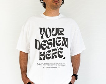 Comfort Colors Mockup White Mockup Male C1717 White Mockup Oversized Tshirt Model Mockup Men C1717 Mockup T-Shirt Mock Up