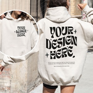 Front Back Gildan 18500 Mockup Gildan Sand Hoodie Mockup Front and Back Sweatshirt Model Back Mockup Gildan Sand 18500 Sand Gildan Outdoors