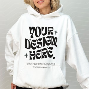White Hoodie Mockup Gildan 185000  Oversized Hoodie White Mockup  Mockup White 18000 Gildan Hoodie Trendy Mock Studio Mockup