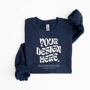 Gildan 18000 Navy Mockup Gildan Navy Sweatshirt Flat Lay Mockup Folded Sweatshirt Mockup Navy Gildan 18000 Flatlay Crewneck Mockup Navy Mock