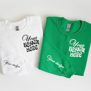 Sleeve Mockup Gildan 18000 Couple Mockup Irish Green St Patrick Day Mockup Gildan Sweatshirt 18000 Folded Sweatshirt Mock up Mr Mrs Mockup