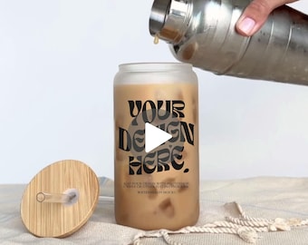 Frosted Libbey Glass Video Mockup Coffee Cup Mockup 16 oz Libby Cup Tumbler Glass Beer Can Glass Can 16oz Coffee Glass Libby Beer Video Mock