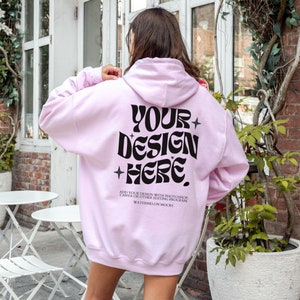 Gildan 18500 Light Pink Hoodie Mockup Back of Hoodie Mockup Pink Oversized Hoodie Mockup Trendy Model Mockup Nature Mockup Lifestyle Mockup