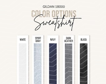Gildan 18000 Färgkarta Tryckbar tröja 18000 Färgalternativ Gildan Färgprov G 180 Färgguide Storlekstabell 18000 Modell Storlekstabell