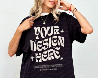 Bella & Canvas 3001 TShirt Mockup Oversized Mock Bella Canvas Shirt Black T-shirt Mockup Shirt Mockup Studio Mockup Tee Mockup Model Mockup